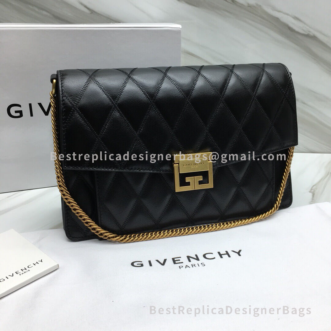 Givenchy Medium GV3 Bag Black In Diamond Quilted Calfskin Leather GHW 29999